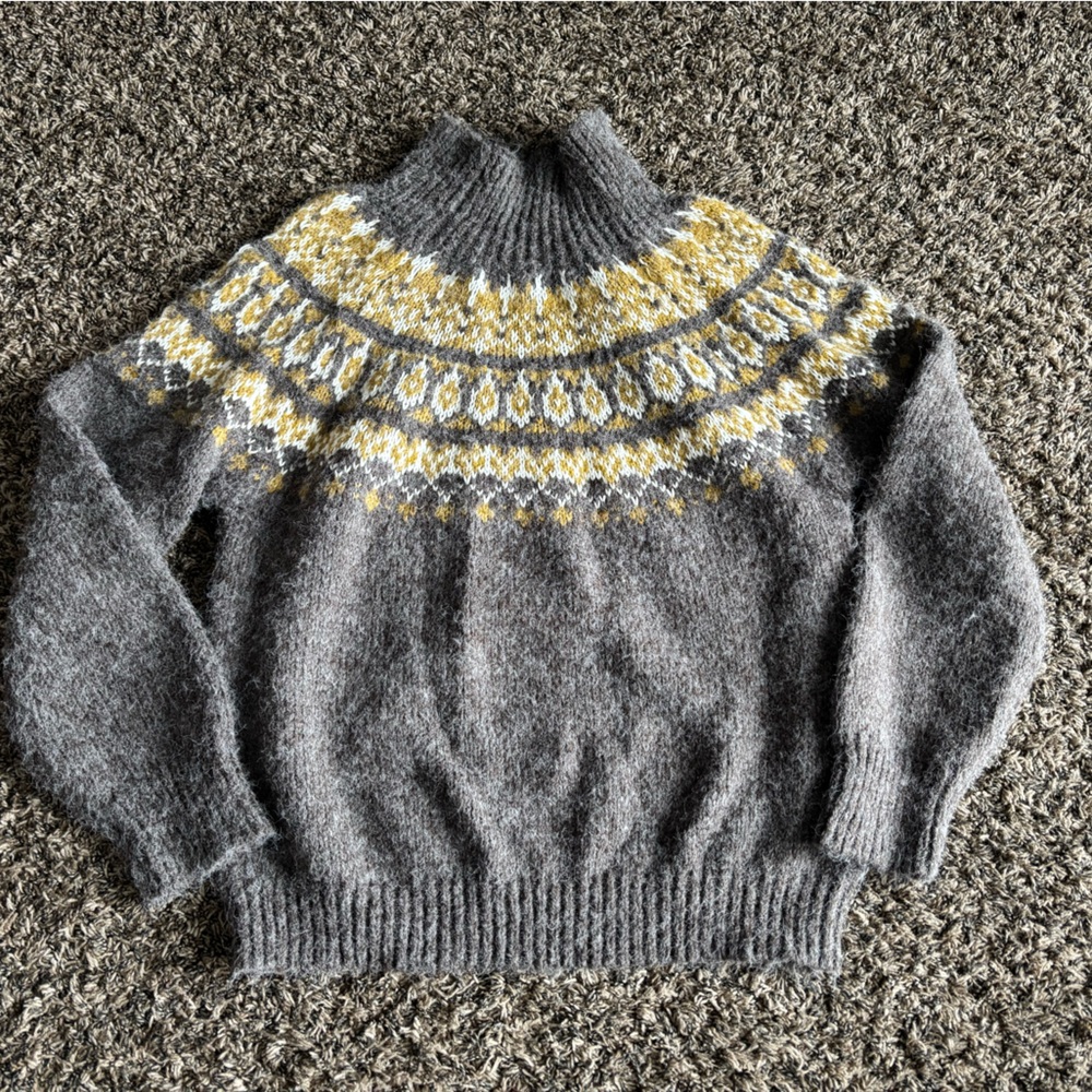 Moon River Fair Isle Mock Neck Sweater Large
